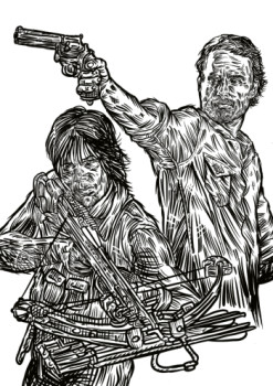 Obra contemporánea nombrada « Daryl et Rick Walking dead », Hecho por ERIC ERIC