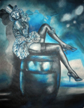 Obra contemporánea nombrada « Marlene Dietrich L’ange bleu », Hecho por ERIC ERIC