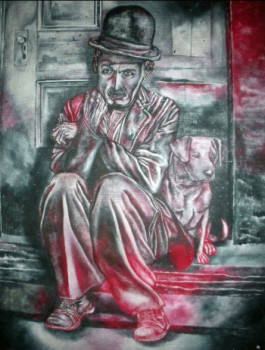 Obra contemporánea nombrada « Charlot et le chien », Hecho por ERIC ERIC