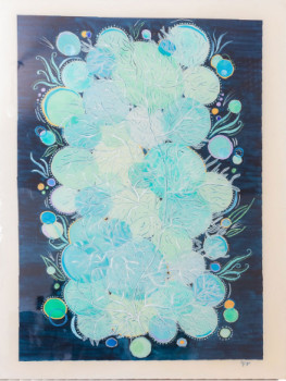 Obra contemporánea nombrada « Bleu corail », Hecho por INDIGO