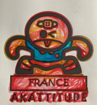 Obra contemporánea nombrada « Les Bab’s Akatittude Rugby Aquarelle 01 », Hecho por ERIC ERIC