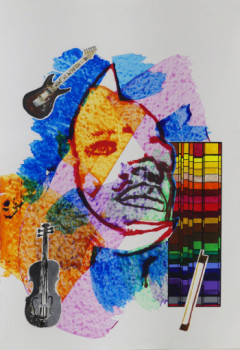 Obra contemporánea nombrada « guitariste », Hecho por COLORMO