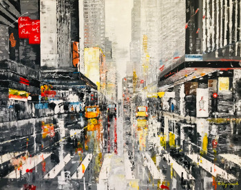 Obra contemporánea nombrada « New York sous la pluie », Hecho por ALAIN EYNAUD