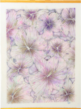 Obra contemporánea nombrada « Les Hibiscus », Hecho por INDIGO