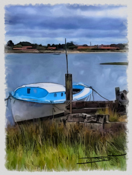 Obra contemporánea nombrada « pinasse du bassin d'arcachon arimée », Hecho por DOMINIQUE DULOT DIGITAL