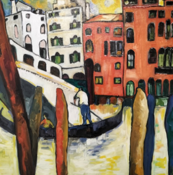 Obra contemporánea nombrada « Venise », Hecho por G.MAZAN