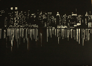 Obra contemporánea nombrada « By night », Hecho por MONIQUE CAMBRAI