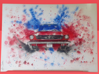 Obra contemporánea nombrada « Mustang 1965 », Hecho por LYDIE COURBIER