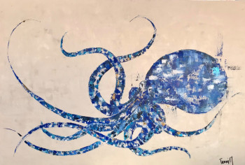 Obra contemporánea nombrada « "Poulpy blue" », Hecho por MARIE TRANI