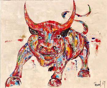 Obra contemporánea nombrada « "Charging Bull" », Hecho por MARIE TRANI