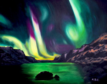 Obra contemporánea nombrada « 462 AURORA BOREAL (GROENLANDIA) », Hecho por NEUS BRUNET CAPDEVILA