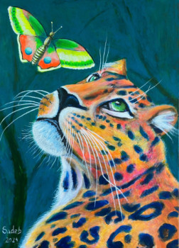 Obra contemporánea nombrada « El Leopardo y la mariposa », Hecho por SALVADOR DE BATLLE