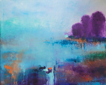 Obra contemporánea nombrada « Lac Salé », Hecho por NADINE DE LESPINATS