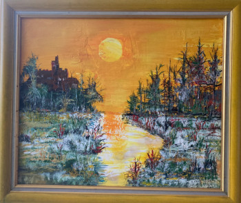 Obra contemporánea nombrada « Soleil jaune 2 », Hecho por ERNIE