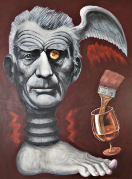 Obra contemporánea nombrada « Samuel Beckett, retrato absurdo a la hora del te », Hecho por TAUDI