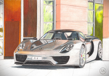 Obra contemporánea nombrada « Porsche 918 Spyder », Hecho por PIRDESSINS