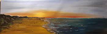 Obra contemporánea nombrada « Coucher de soleil sur les dunes de Blériot », Hecho por VALéRIE DE LA MERCIE