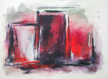 Obra contemporánea nombrada « Acrylique sur intissé - Variations rouges », Hecho por FLORE.M