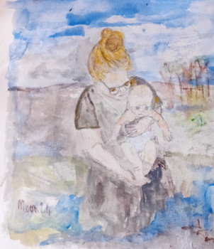 Obra contemporánea nombrada « Sarah et son bébé », Hecho por MOON