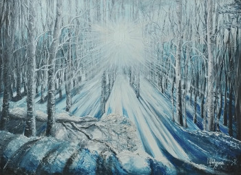 Obra contemporánea nombrada « Forêt Enneigée Illuminée », Hecho por IRYNA MALYNOVSKA