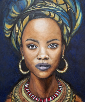 Obra contemporánea nombrada « Femme africaine », Hecho por YVETTE "HUYêN" BARDIN