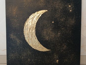 Obra contemporánea nombrada « Lune d'or », Hecho por MIMIE