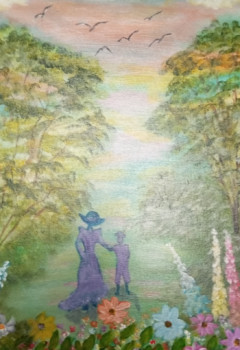 Obra contemporánea nombrada « La dame et l 'enfant en promenade », Hecho por ELICORSYL