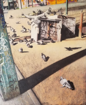 Obra contemporánea nombrada « Pigeons », Hecho por LILIAN