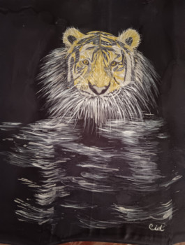 Obra contemporánea nombrada « Tigre en el agua », Hecho por CID