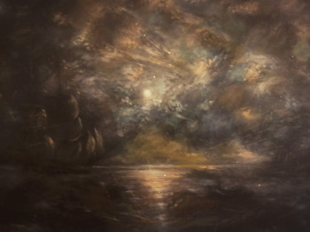 Obra contemporánea nombrada « D'après Knud Baade, Moonlight on The Coast », Hecho por LA CIGOGNE