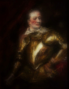 Obra contemporánea nombrada « D'après Anthony Van Dyck, Jeune Homme en Armure Royale », Hecho por LA CIGOGNE