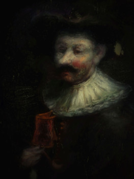 Obra contemporánea nombrada « D'après Rembrandt, Homme Noble à l'Amphora », Hecho por LA CIGOGNE