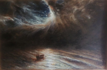 Obra contemporánea nombrada « D'après Knud Baade, Boat at the Moon », Hecho por LA CIGOGNE