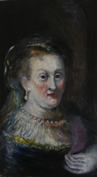 Obra contemporánea nombrada « D'après Rembrandt, Dame Ronde Ornée avec une Robe », Hecho por LA CIGOGNE