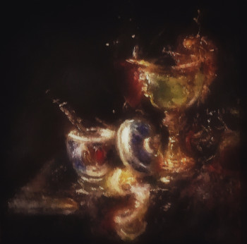 Obra contemporánea nombrada « Nature Morte au Verre d'Absinthe », Hecho por LA CIGOGNE