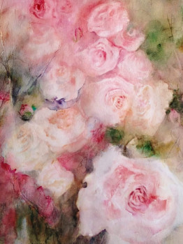 Obra contemporánea nombrada « Rosa Rosa Rosam », Hecho por NICOLE FAIVRE-SIMOES