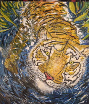 Obra contemporánea nombrada « Le tigre et l abeille », Hecho por JEAN MICHEL DURAND