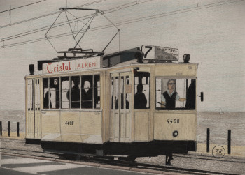 Obra contemporánea nombrada « Tramway de la côte belge - Kusttram », Hecho por PIRDESSINS