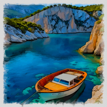 Obra contemporánea nombrada « les calanques », Hecho por DOMINIQUE DULOT DIGITAL