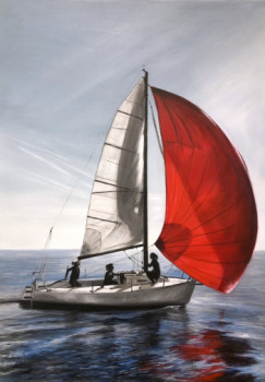 Obra contemporánea nombrada « La voile rouge », Hecho por BéNéDICTE BRIGEOT