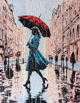 Obra contemporánea nombrada « Jour de pluie en ville », Hecho por JEAN-CLAUDE ROBLES