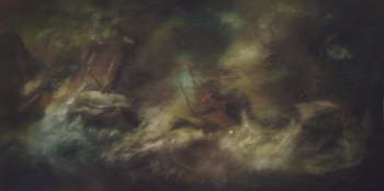 Obra contemporánea nombrada « D'après Ludolf Backhuysen, Ships in a Seastorm off The Coast », Hecho por LA CIGOGNE