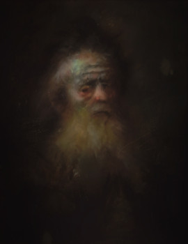 Obra contemporánea nombrada « D'après Rembrandt, Portrait of an Old Man », Hecho por LA CIGOGNE