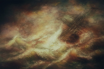 Obra contemporánea nombrada « Ships in Distress on a Seastorm », Hecho por LA CIGOGNE