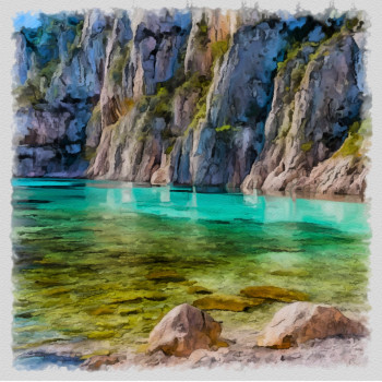 Obra contemporánea nombrada « calanques à Marseille », Hecho por DOMINIQUE DULOT DIGITAL