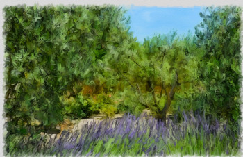 Obra contemporánea nombrada « lavande en Provence », Hecho por DOMINIQUE DULOT DIGITAL