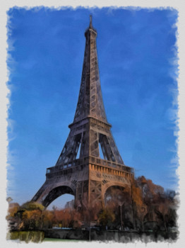 Obra contemporánea nombrada « la Tour Eiffel », Hecho por DOMINIQUE DULOT DIGITAL