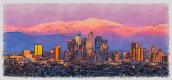 Obra contemporánea nombrada « los ángeles down town », Hecho por DOMINIQUE DULOT DIGITAL