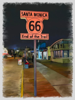 Obra contemporánea nombrada « santa Monica LA road66 », Hecho por DOMINIQUE DULOT DIGITAL