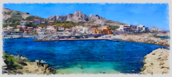 Obra contemporánea nombrada « vers Martigues », Hecho por DOMINIQUE DULOT DIGITAL